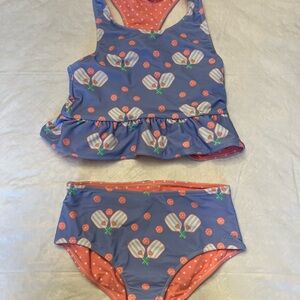 Ruffle Butts Blue and Pink Kids reversible Swim Bikini